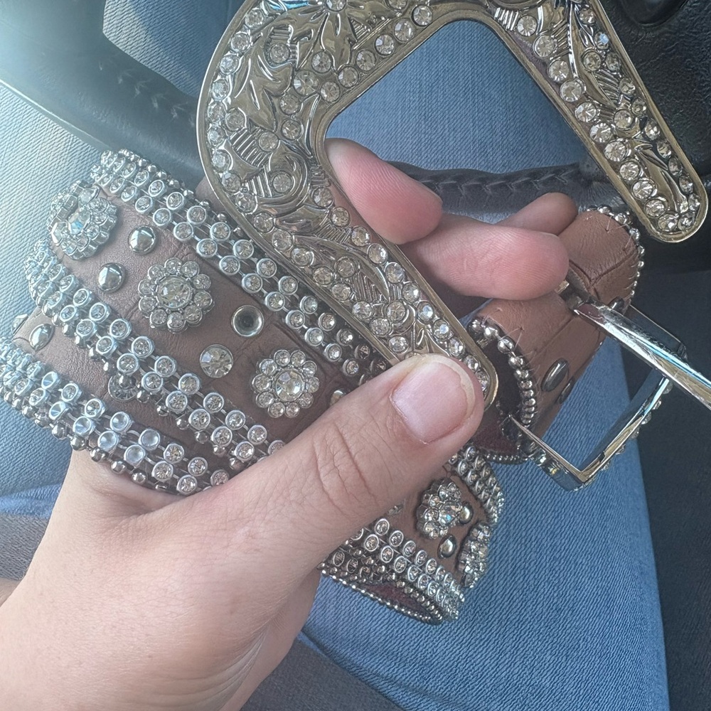 Brown Embellished Women's Belt